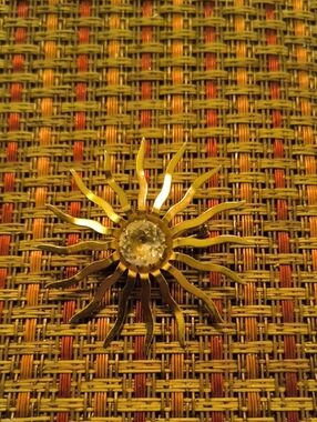 SJP by Sarah Jessica Parker Gold Sunburst Brooch with Clear Center